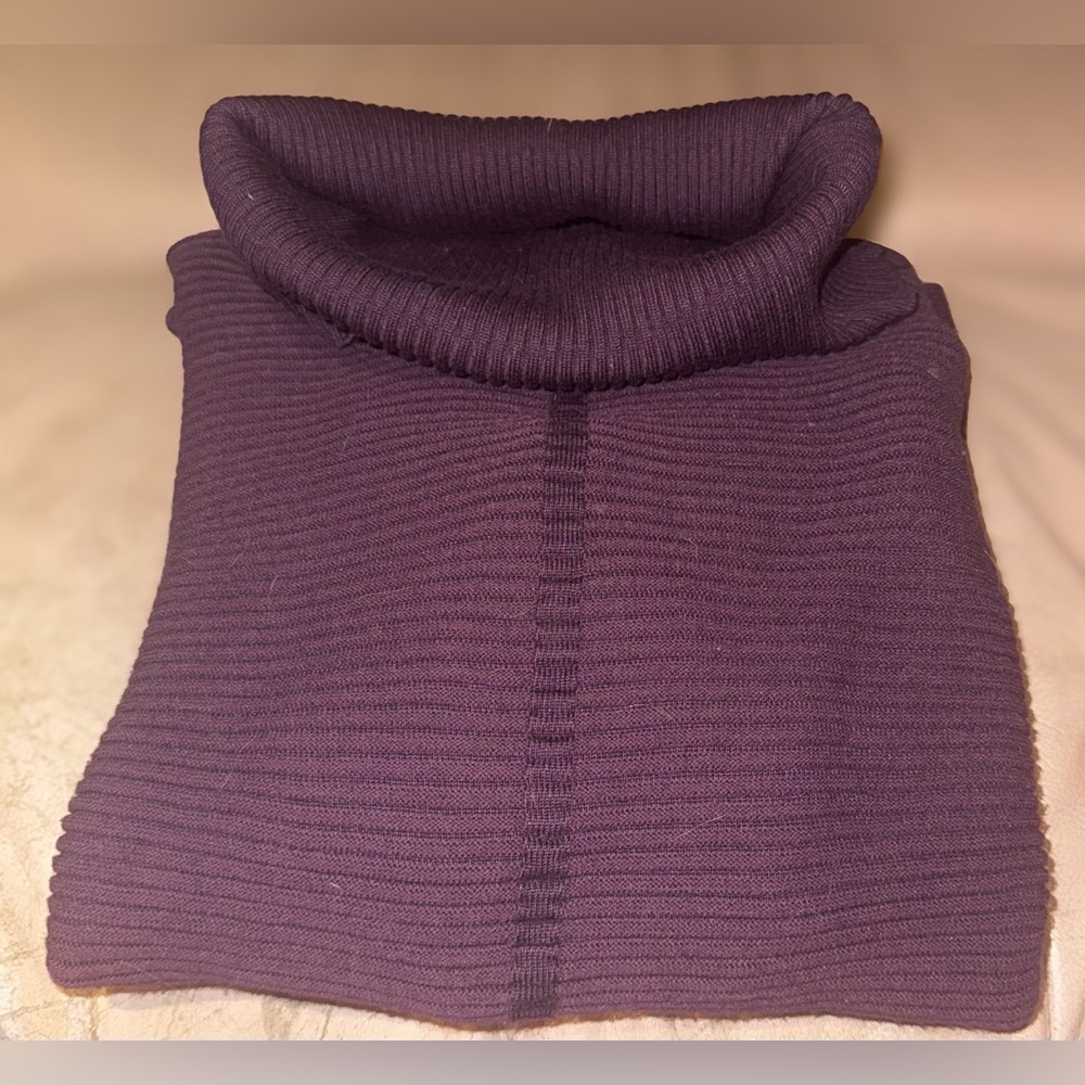 Women's Ribbed Cyrus Turtleneck Sweater with Cinching - Wine - Size Medium